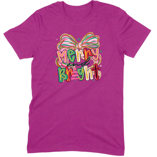 Merry and Bright Glitter Bow Tee