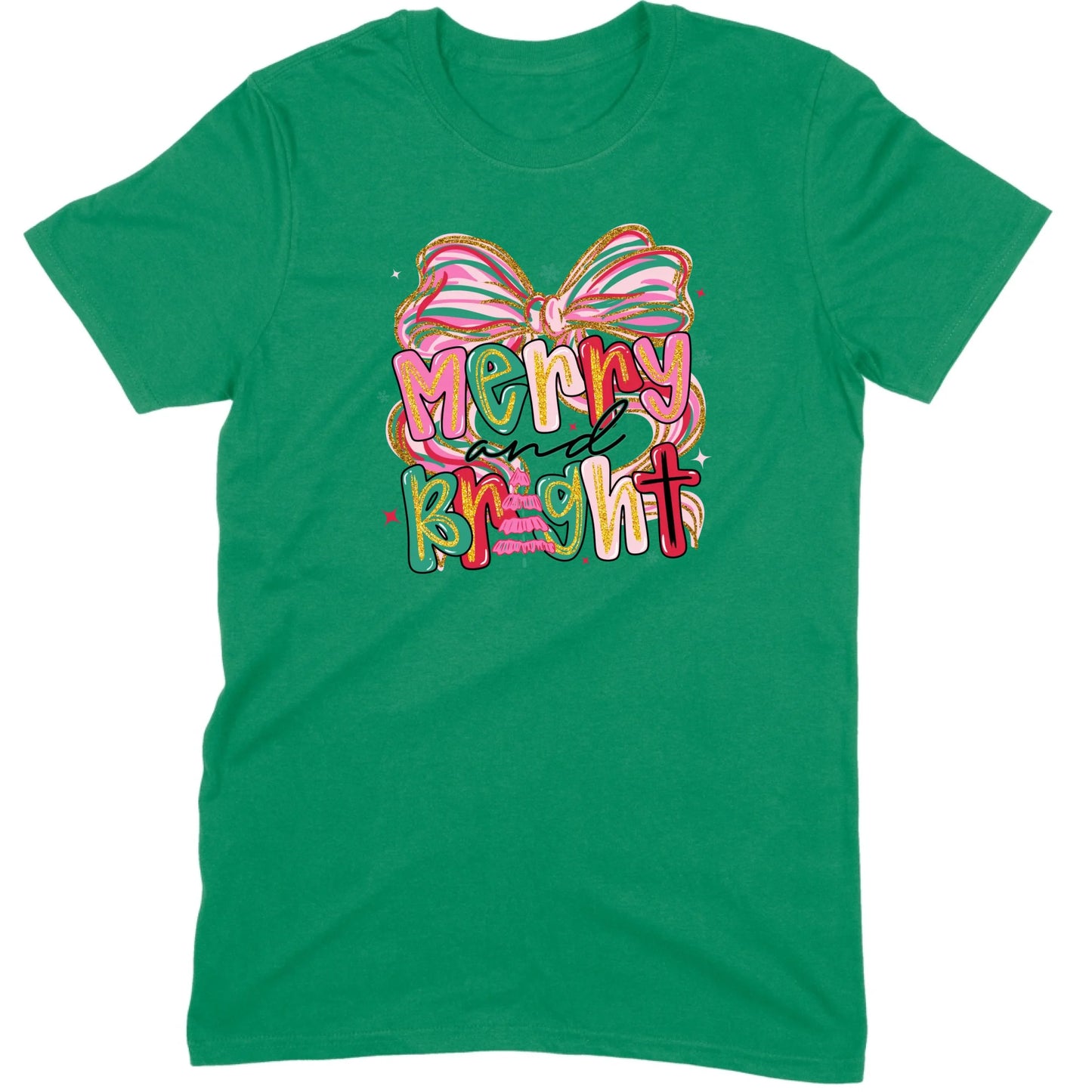Merry and Bright Glitter Bow Tee