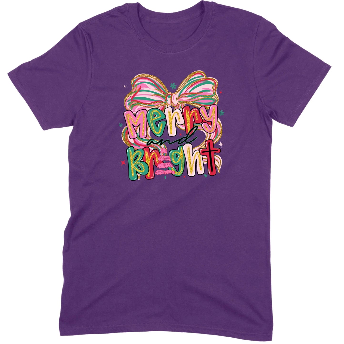 Merry and Bright Glitter Bow Tee