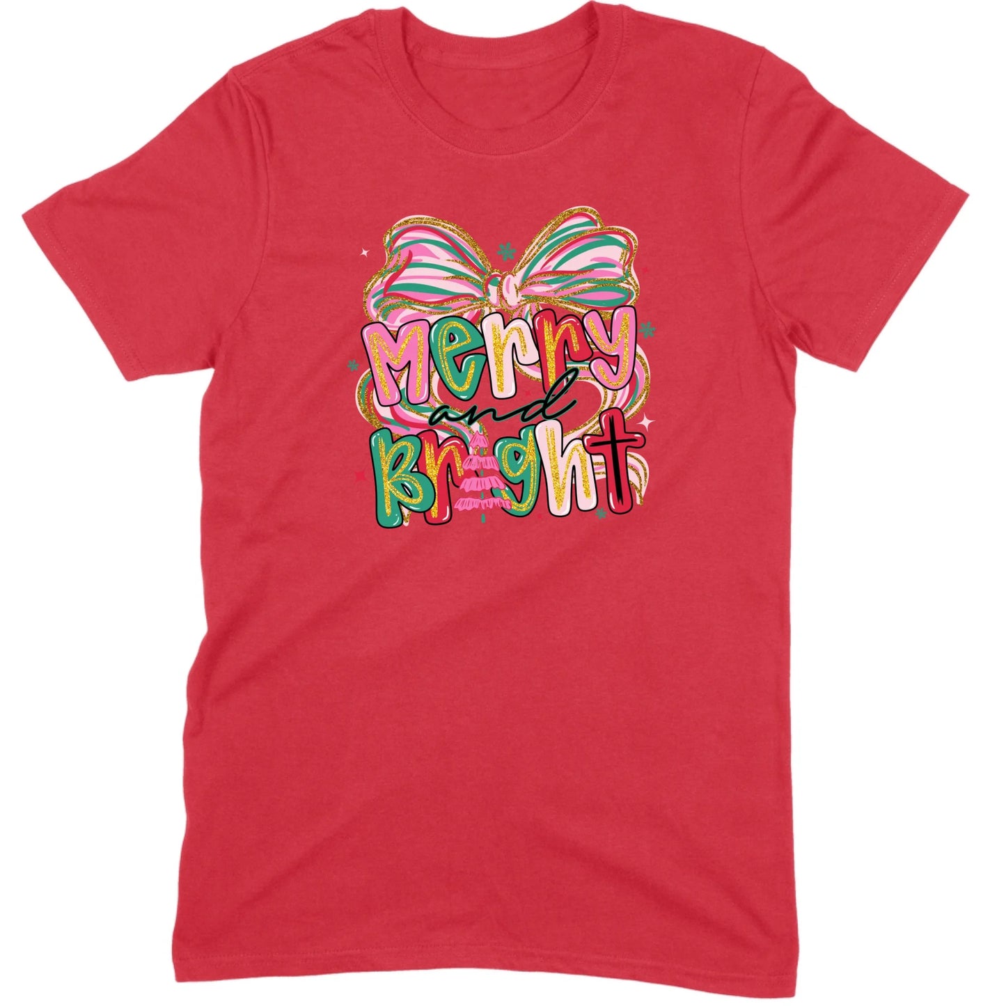 Merry and Bright Glitter Bow Tee