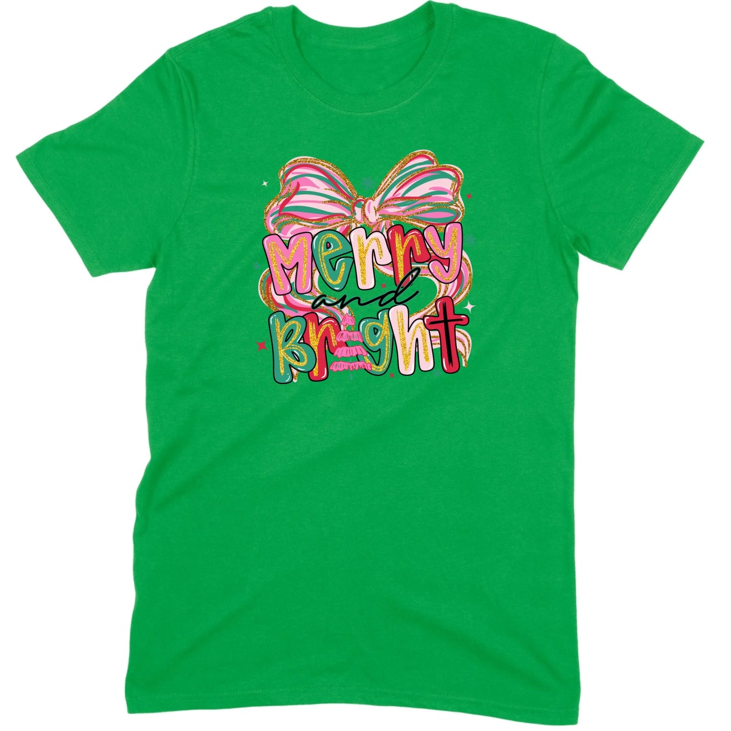 Merry and Bright Glitter Bow Tee