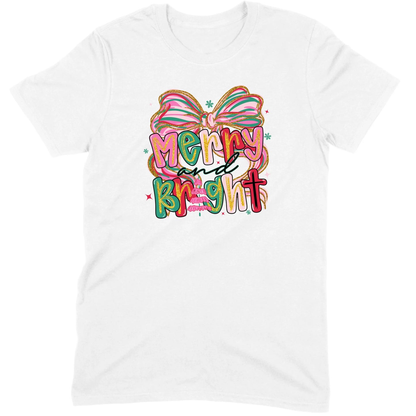 Merry and Bright Glitter Bow Tee