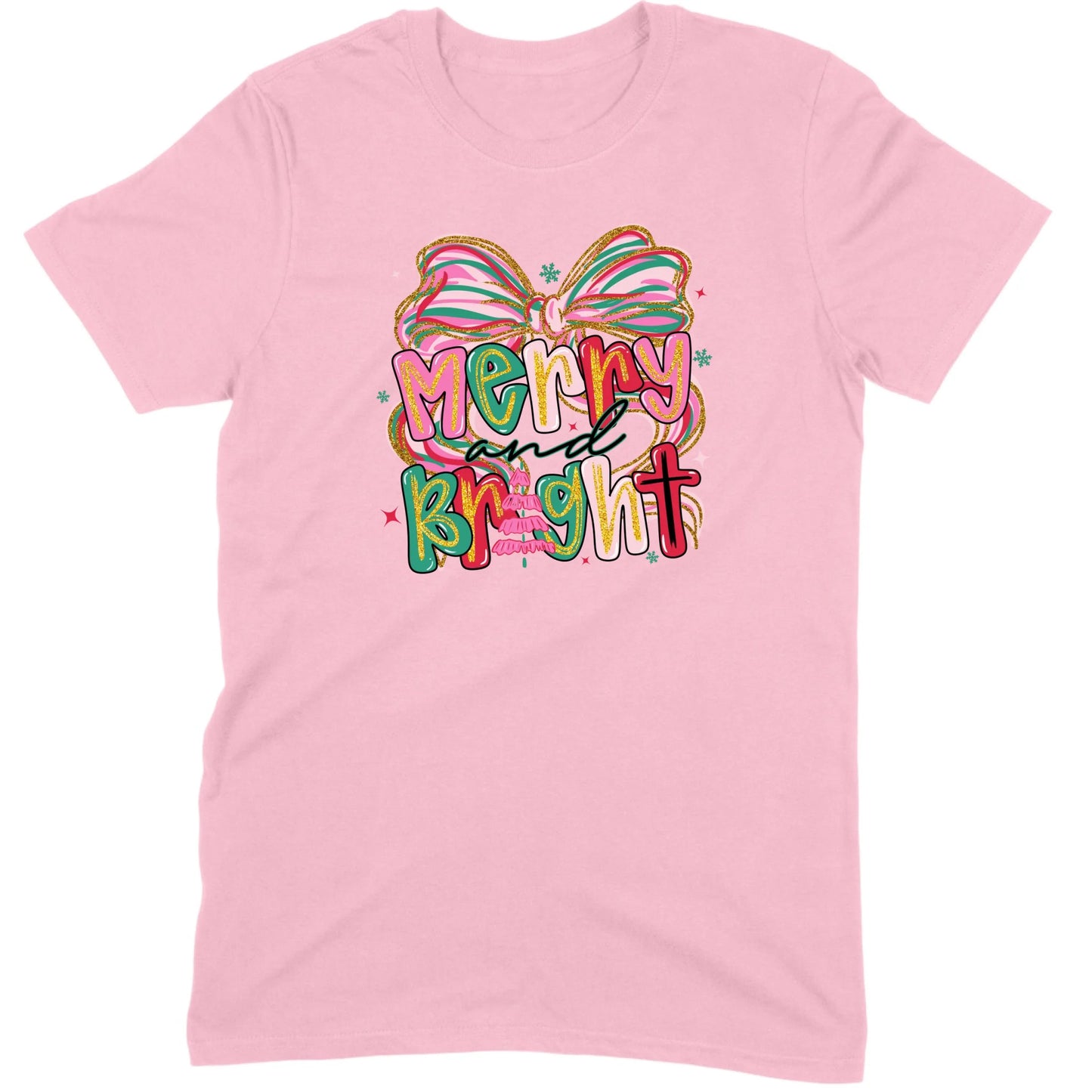 Merry and Bright Glitter Bow Tee