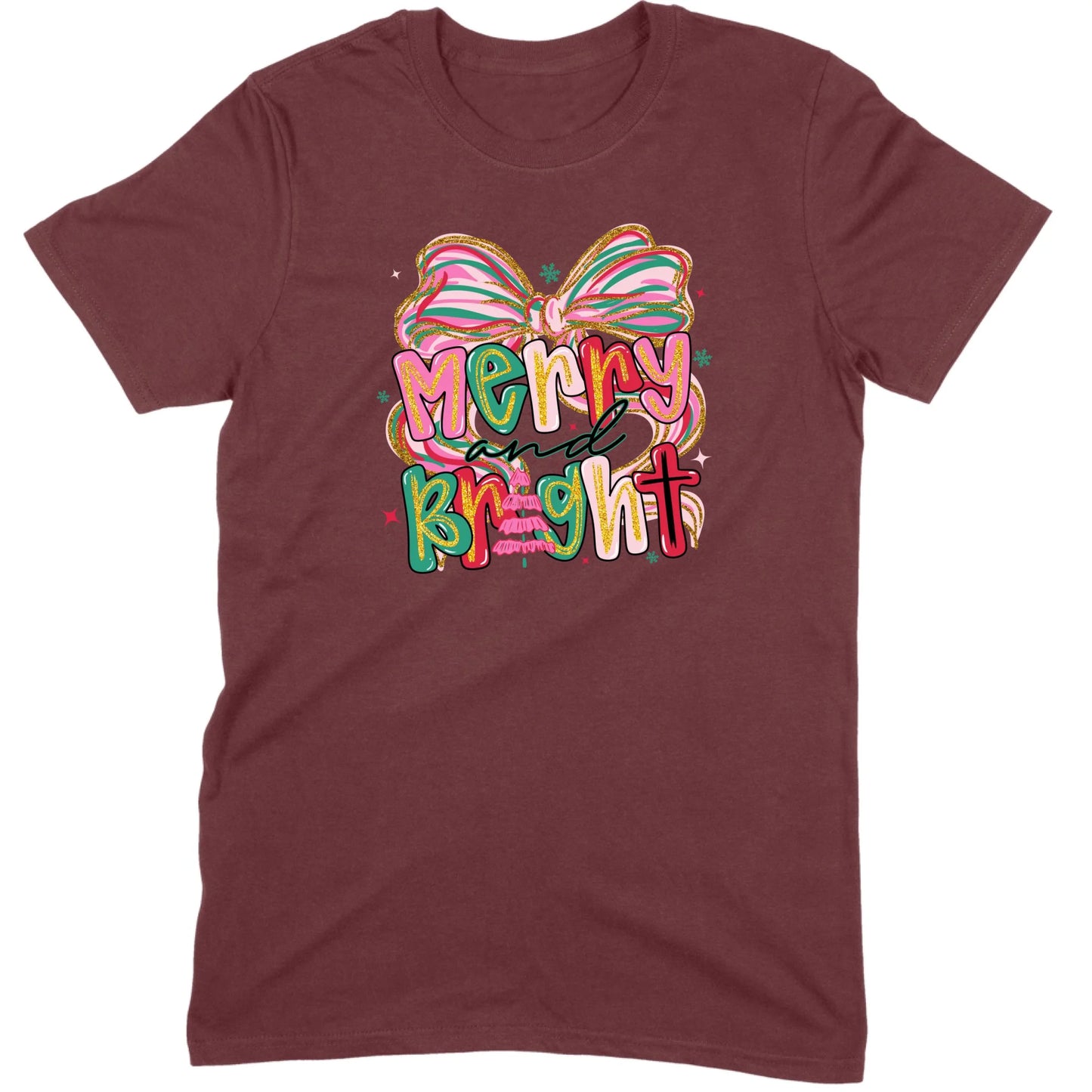 Merry and Bright Glitter Bow Tee