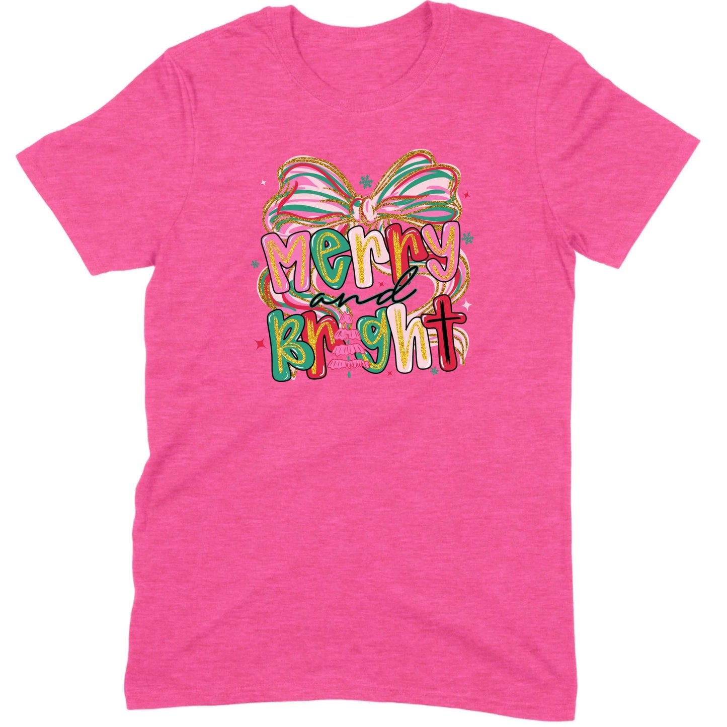 Merry and Bright Glitter Bow Tee