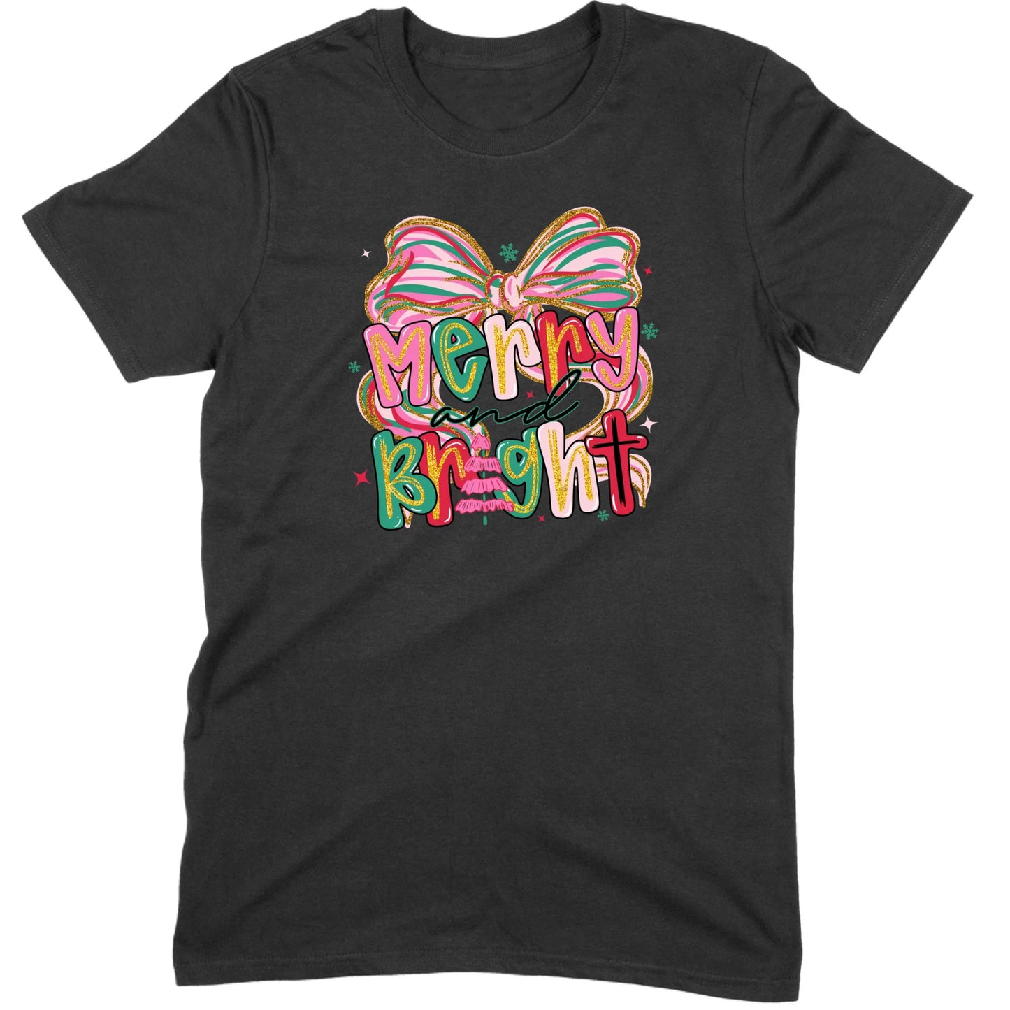 Merry and Bright Glitter Bow Tee