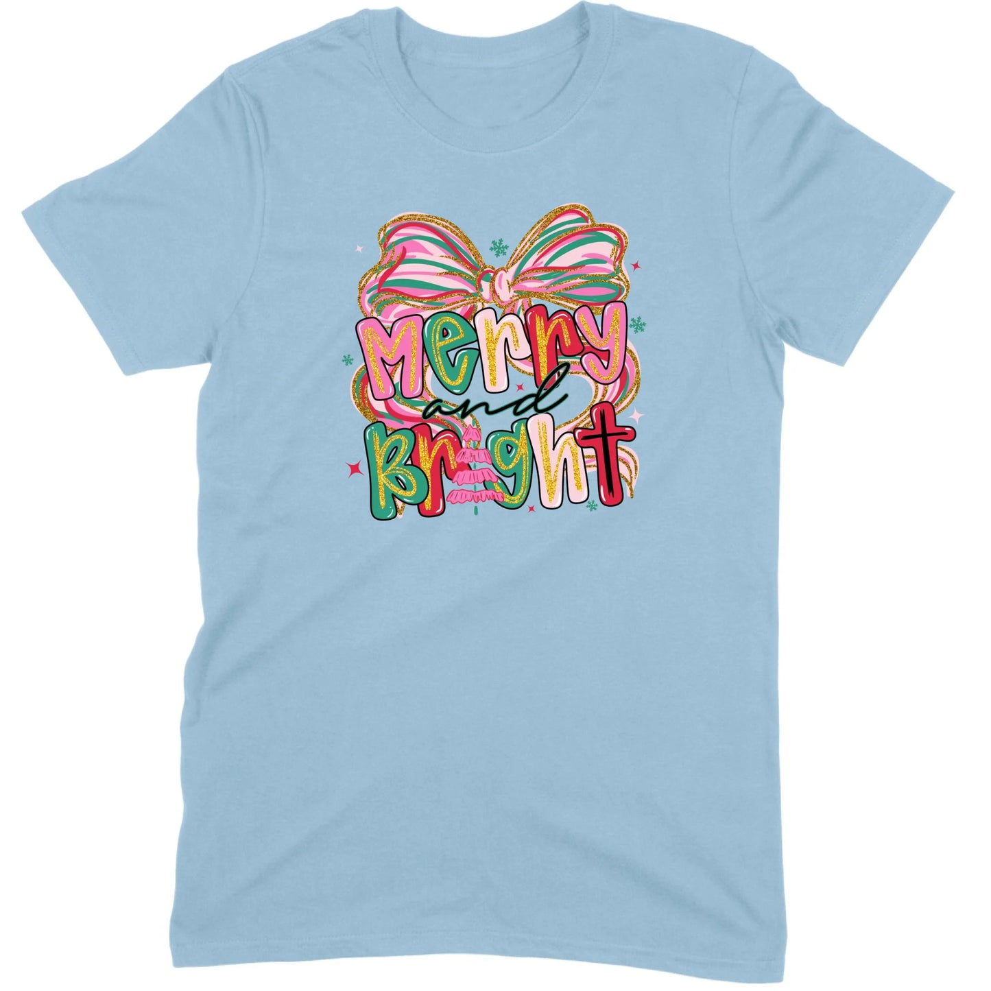 Merry and Bright Glitter Bow Tee