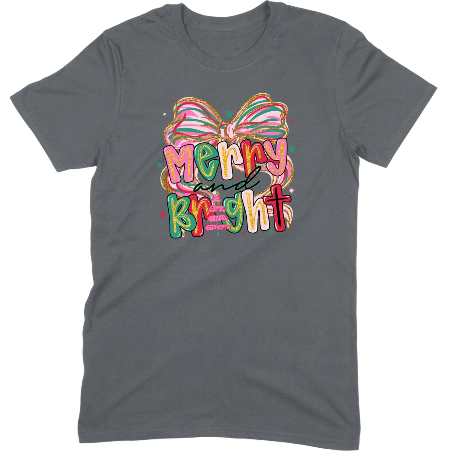 Merry and Bright Glitter Bow Tee