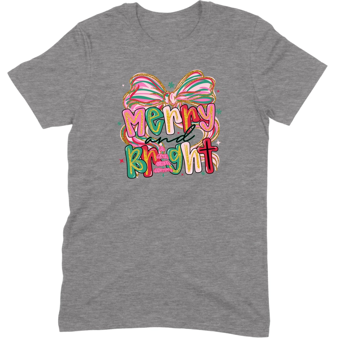 Merry and Bright Glitter Bow Tee
