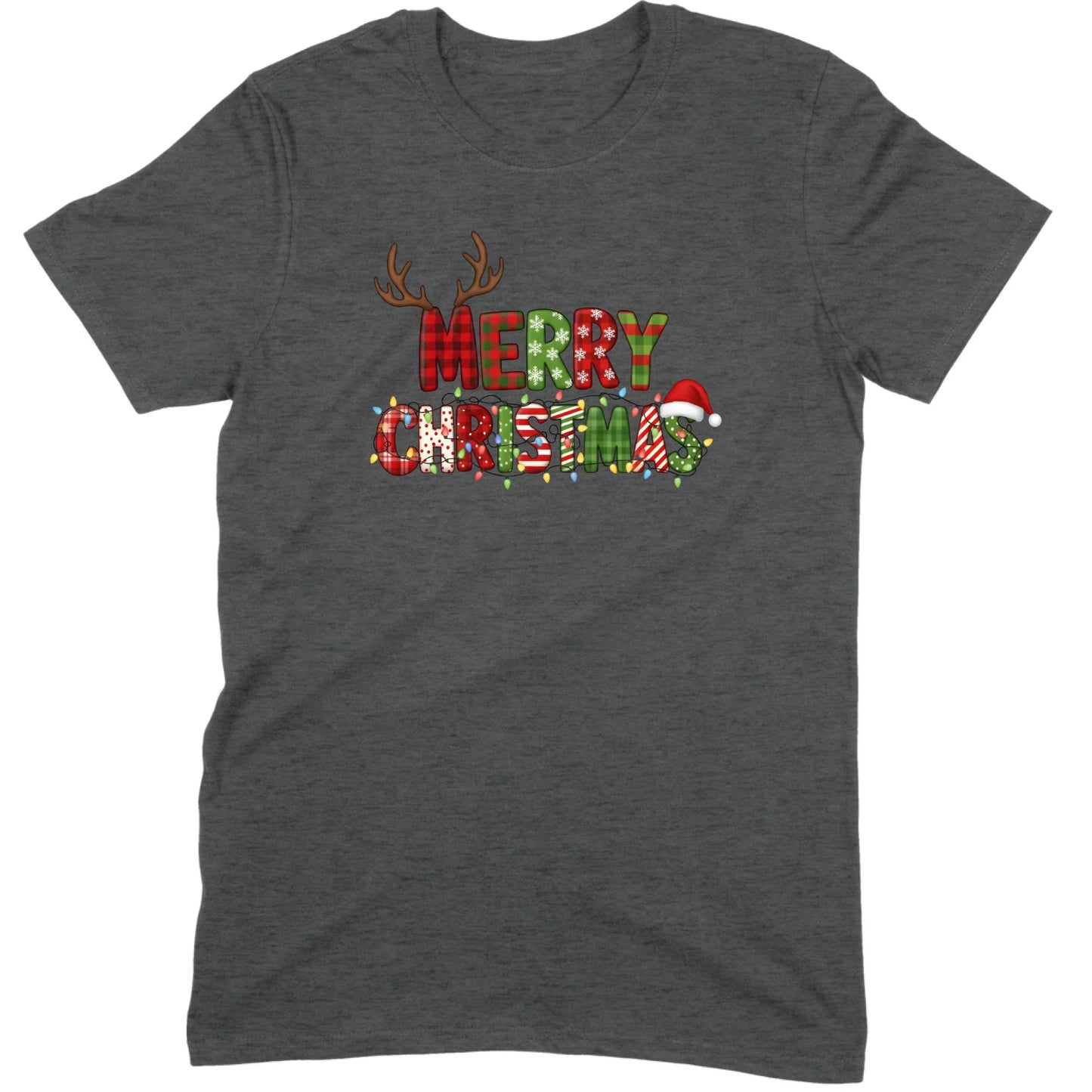 Merry Christmas Lights & Antlers Tee
