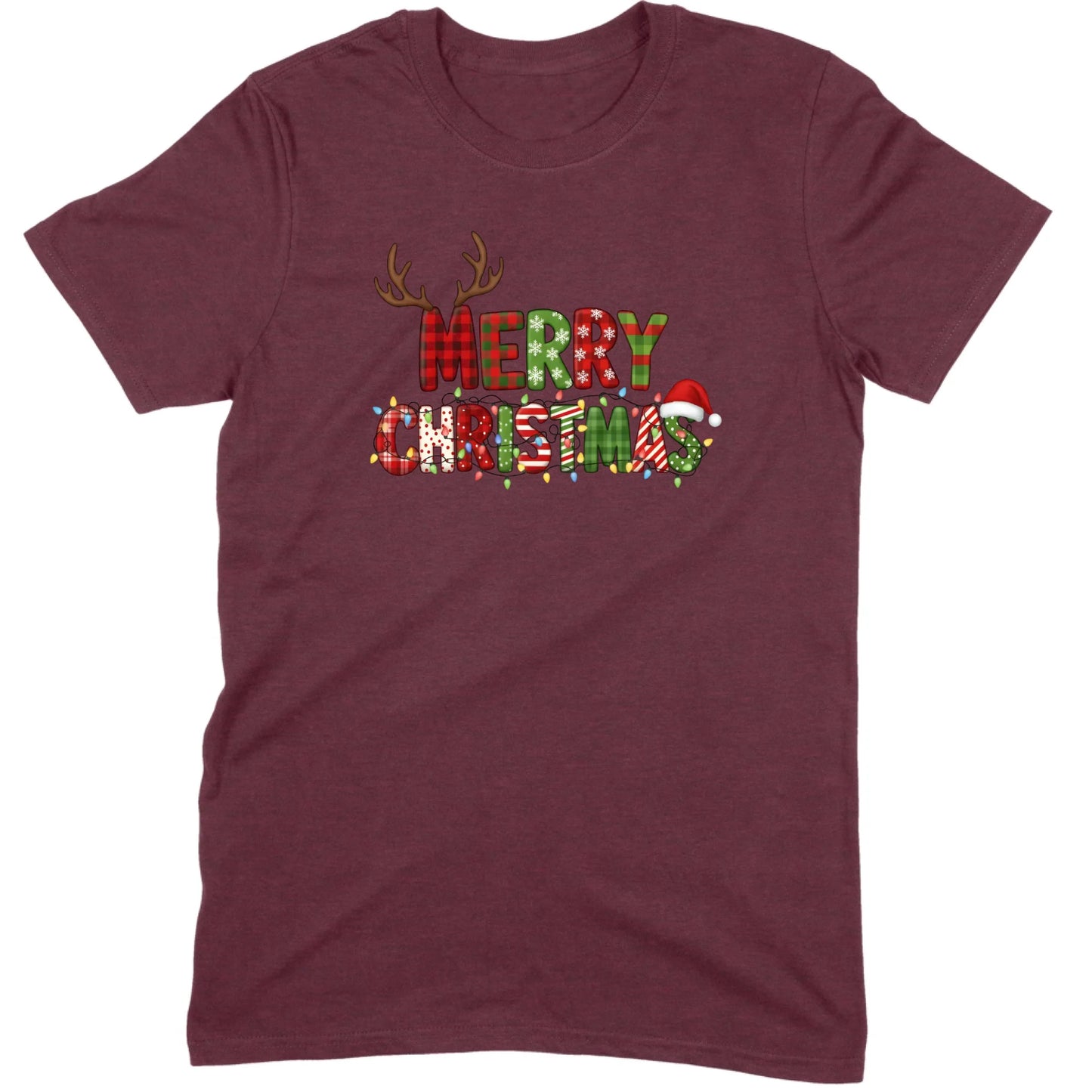 Merry Christmas Lights & Antlers Tee