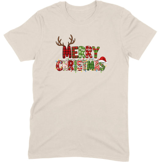Merry Christmas Lights & Antlers Tee