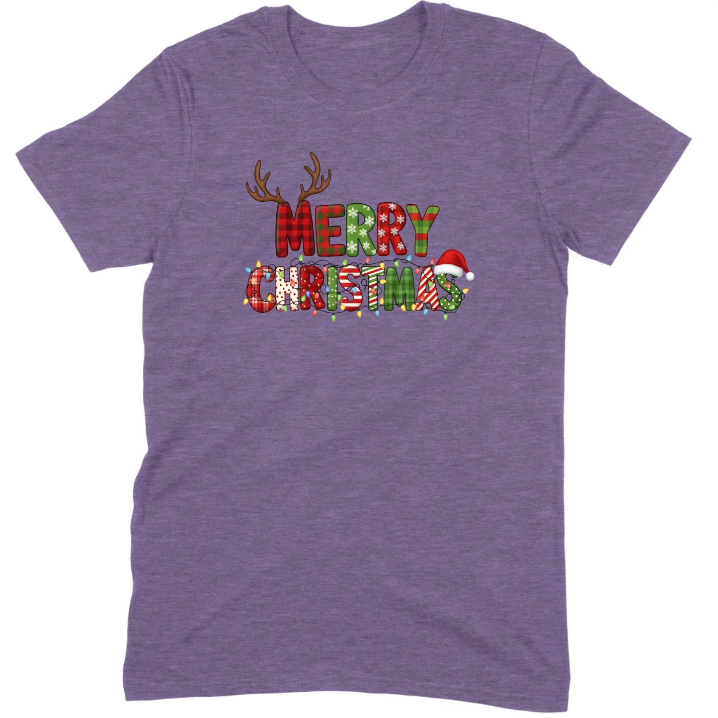 Merry Christmas Lights & Antlers Tee