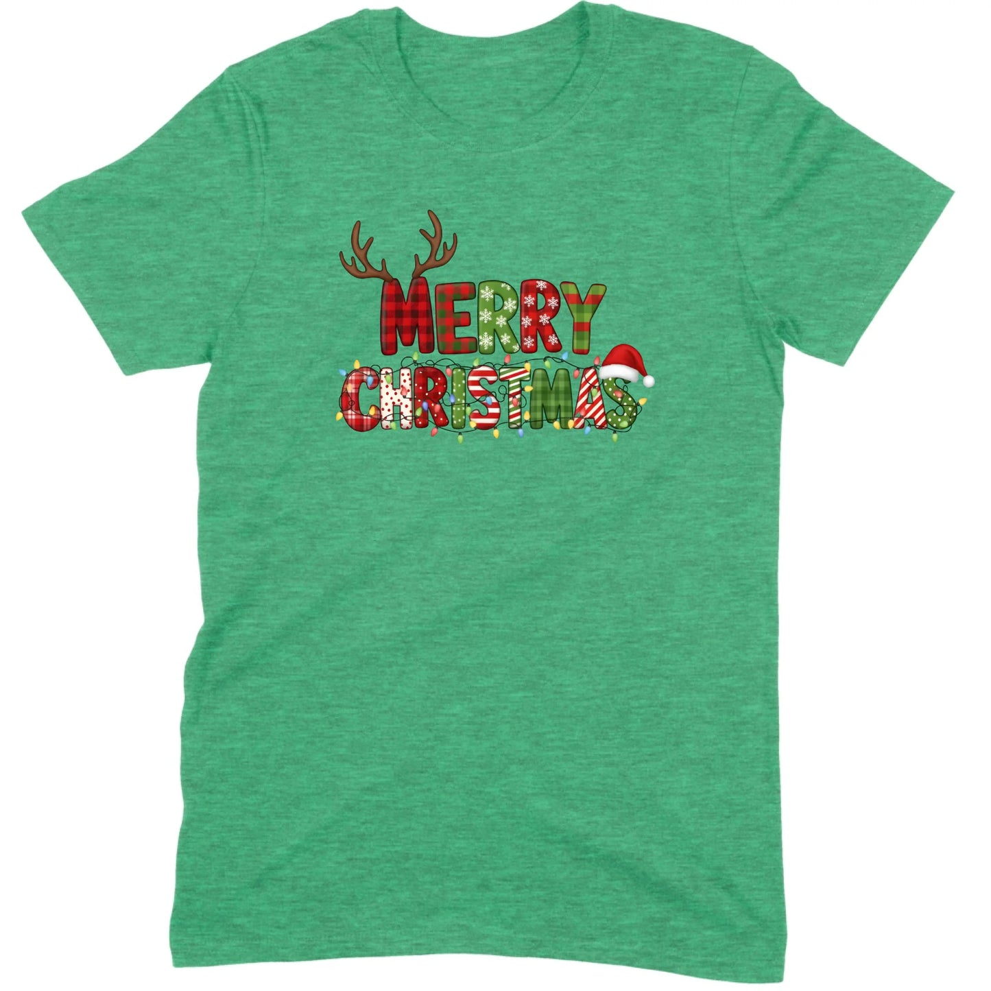 Merry Christmas Lights & Antlers Tee
