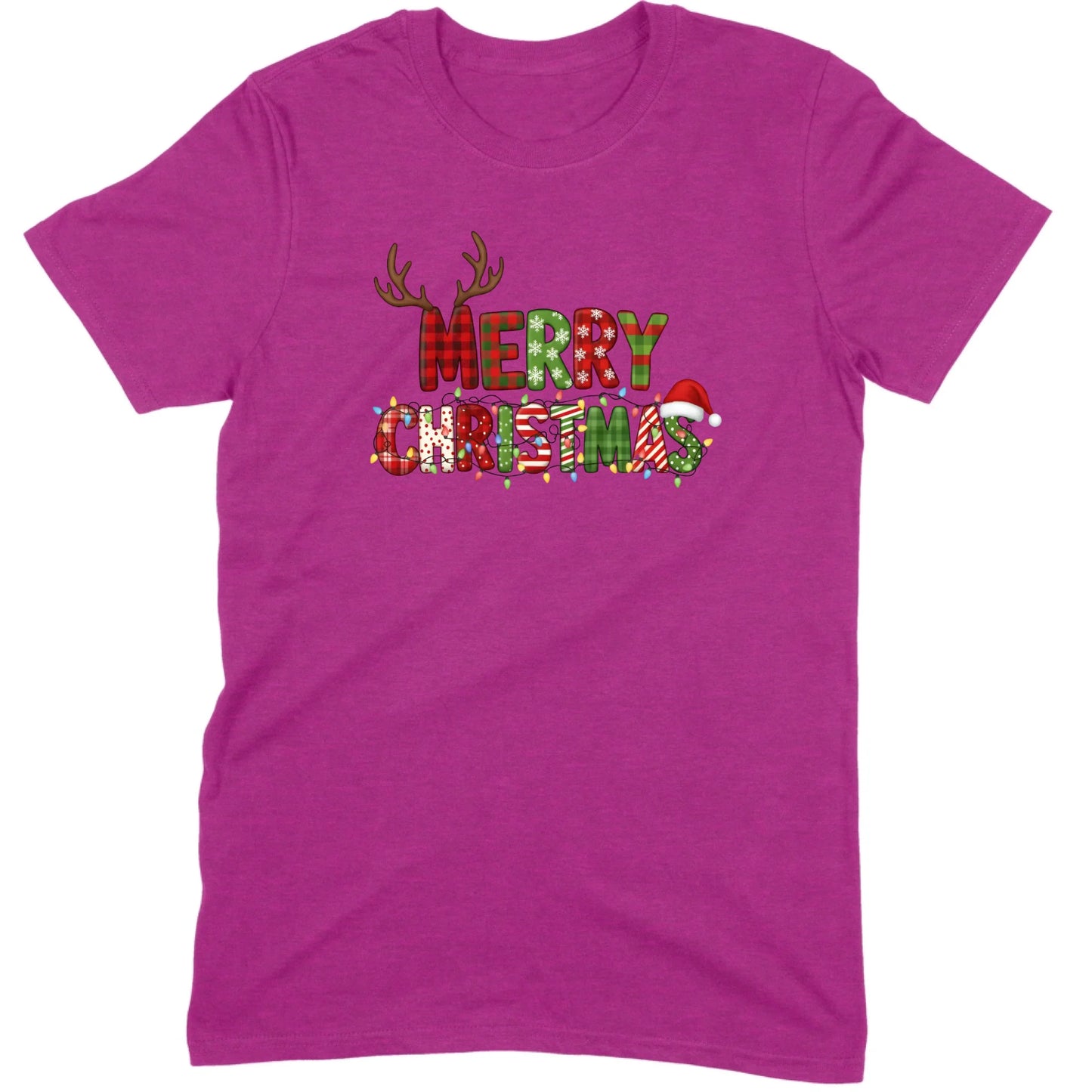 Merry Christmas Lights & Antlers Tee