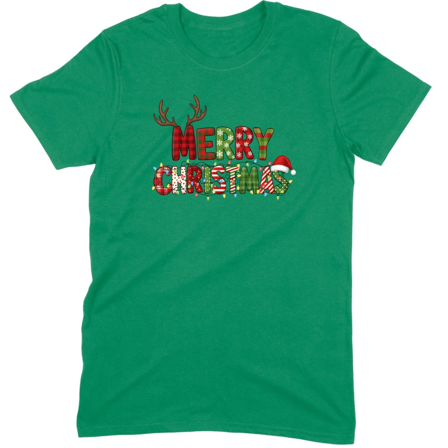 Merry Christmas Lights & Antlers Tee