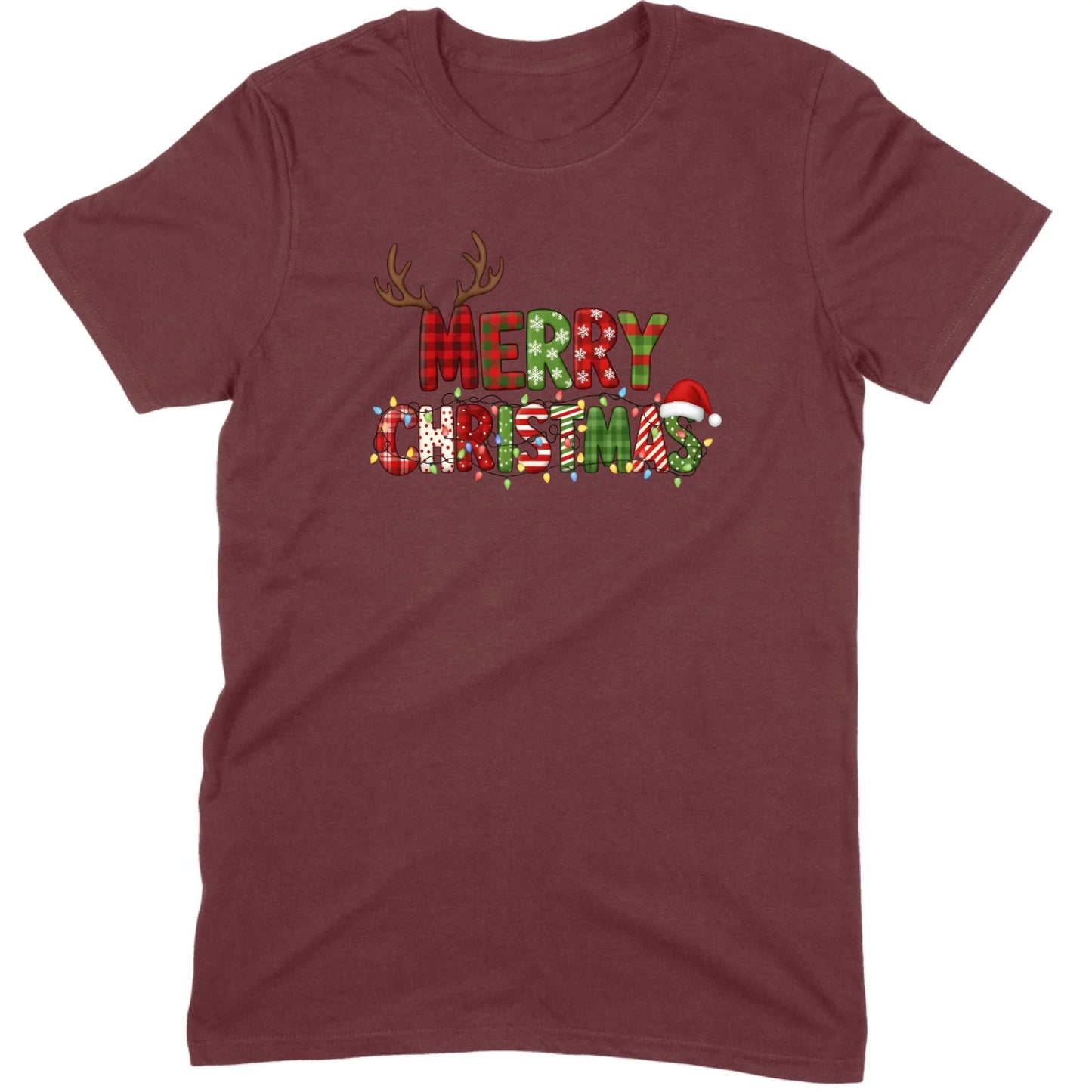 Merry Christmas Lights & Antlers Tee