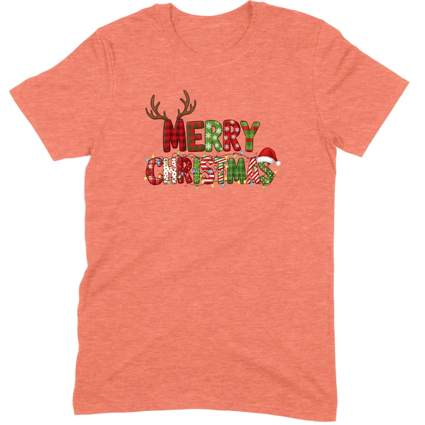 Merry Christmas Lights & Antlers Tee