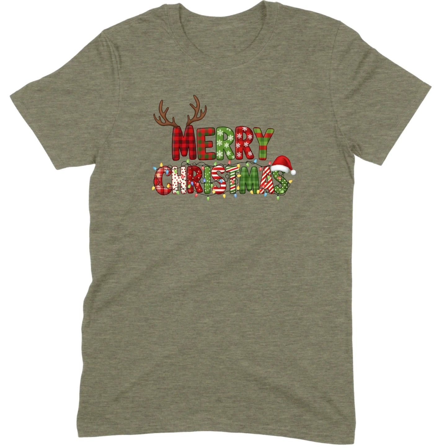 Merry Christmas Lights & Antlers Tee