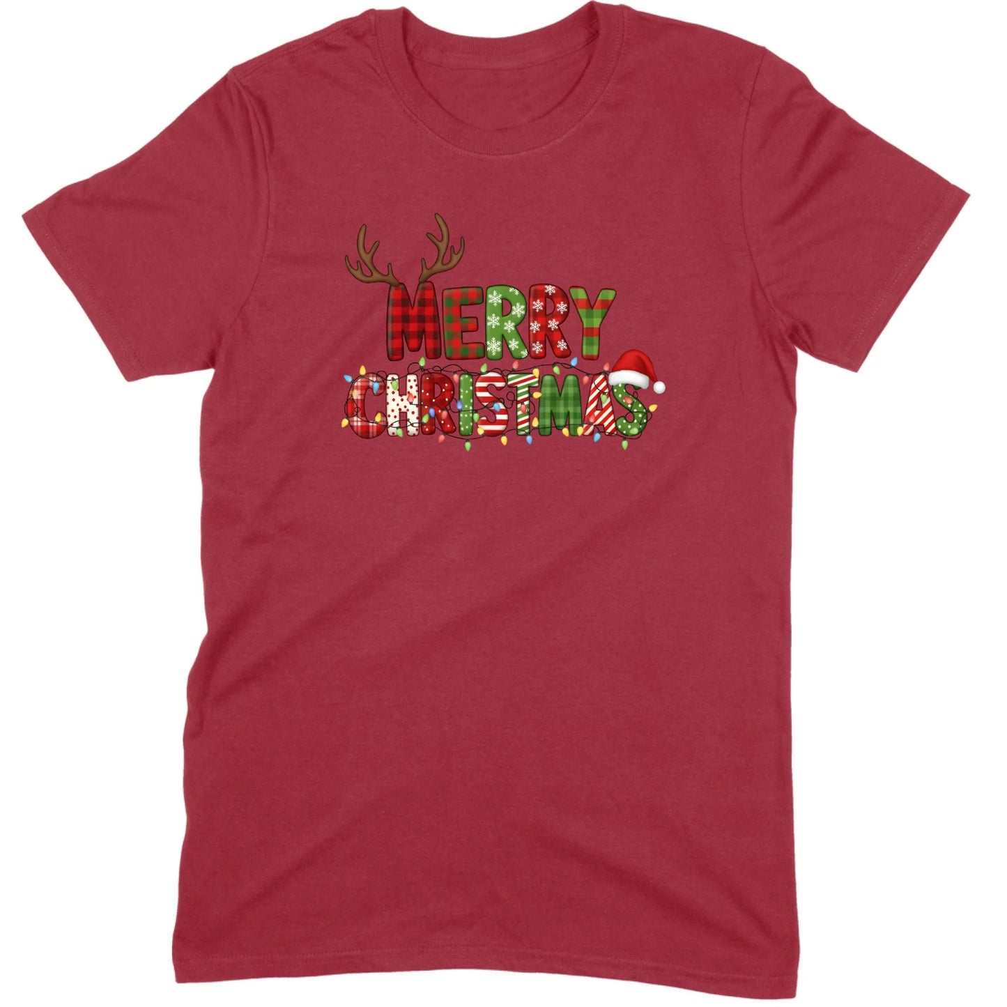 Merry Christmas Lights & Antlers Tee