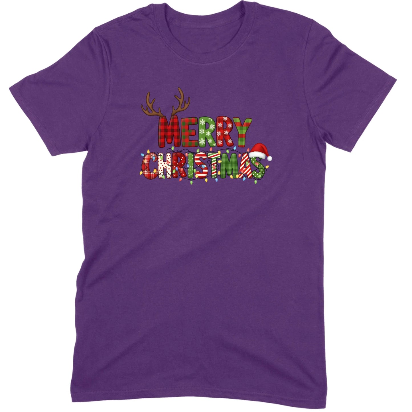 Merry Christmas Lights & Antlers Tee
