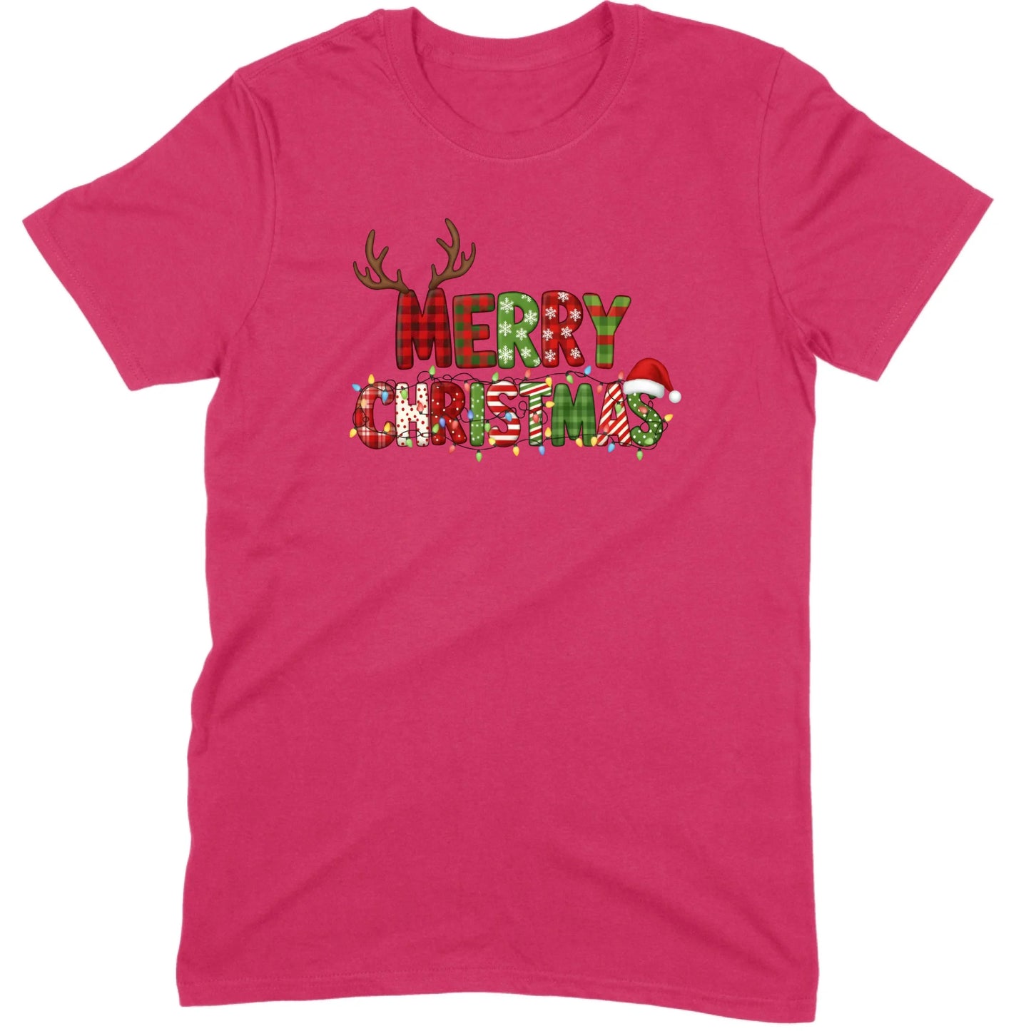 Merry Christmas Lights & Antlers Tee
