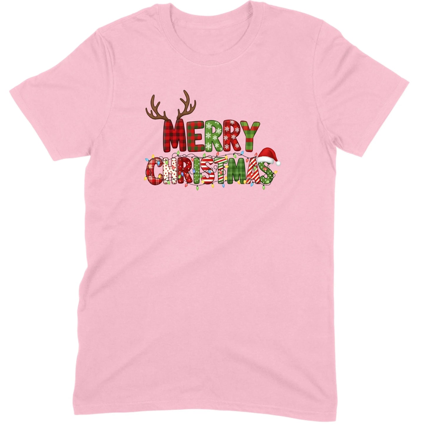 Merry Christmas Lights & Antlers Tee