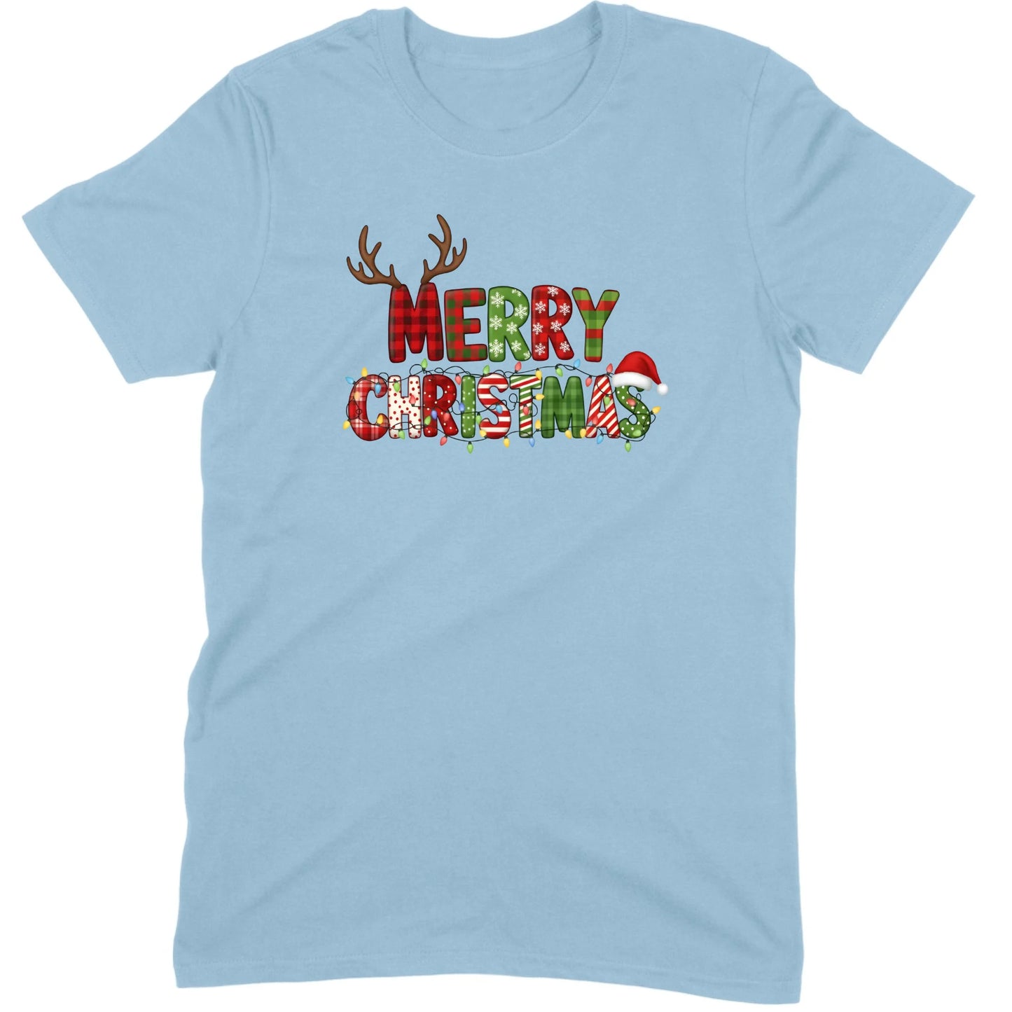 Merry Christmas Lights & Antlers Tee