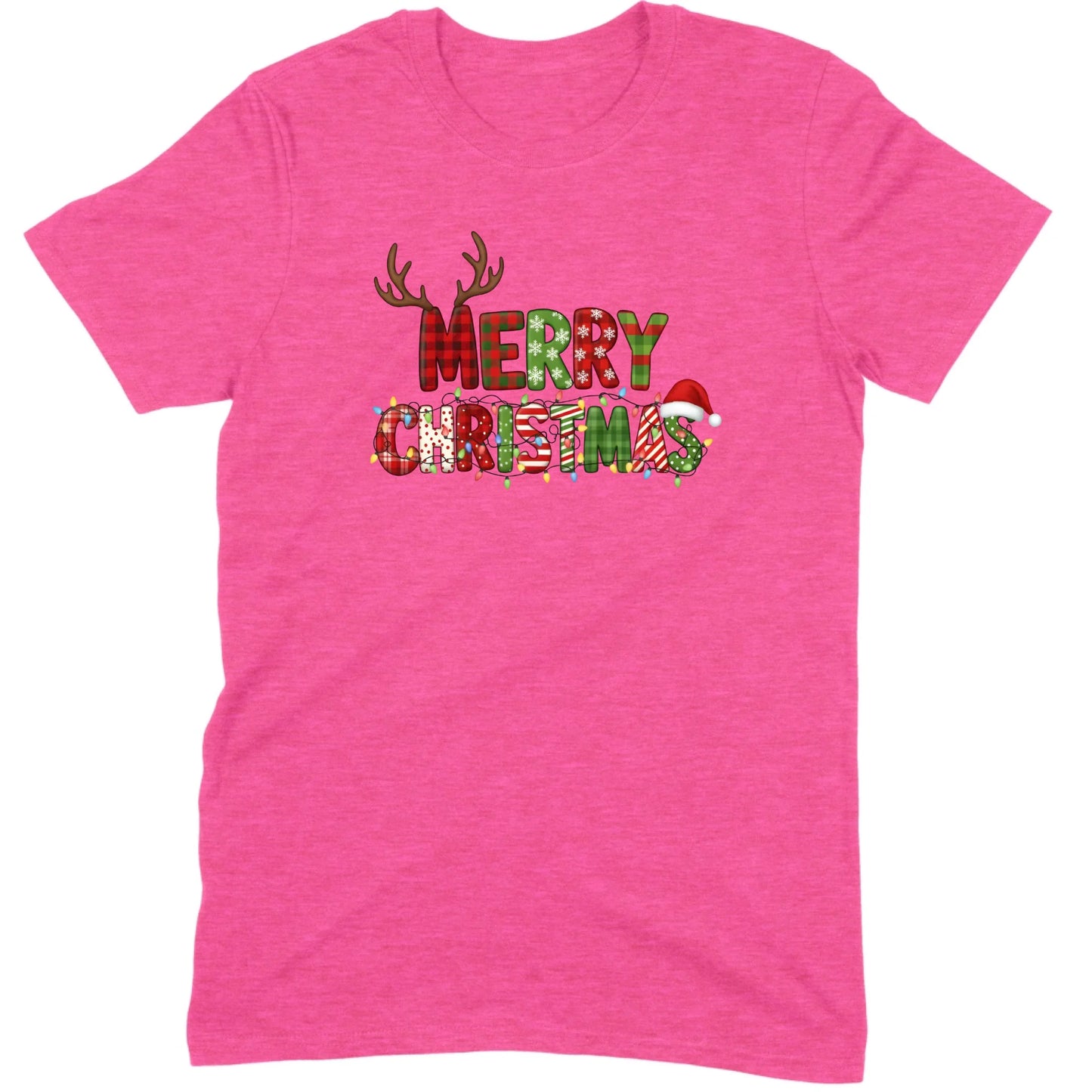 Merry Christmas Lights & Antlers Tee