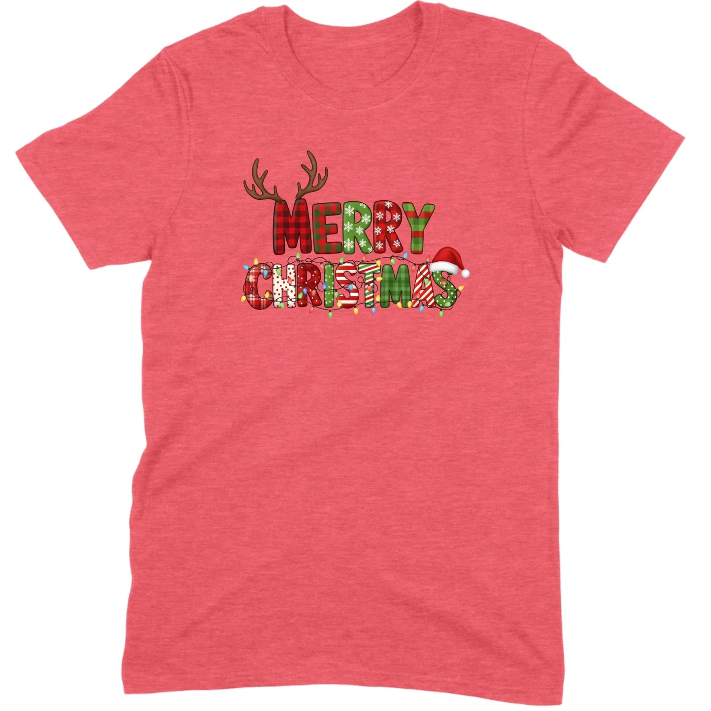 Merry Christmas Lights & Antlers Tee