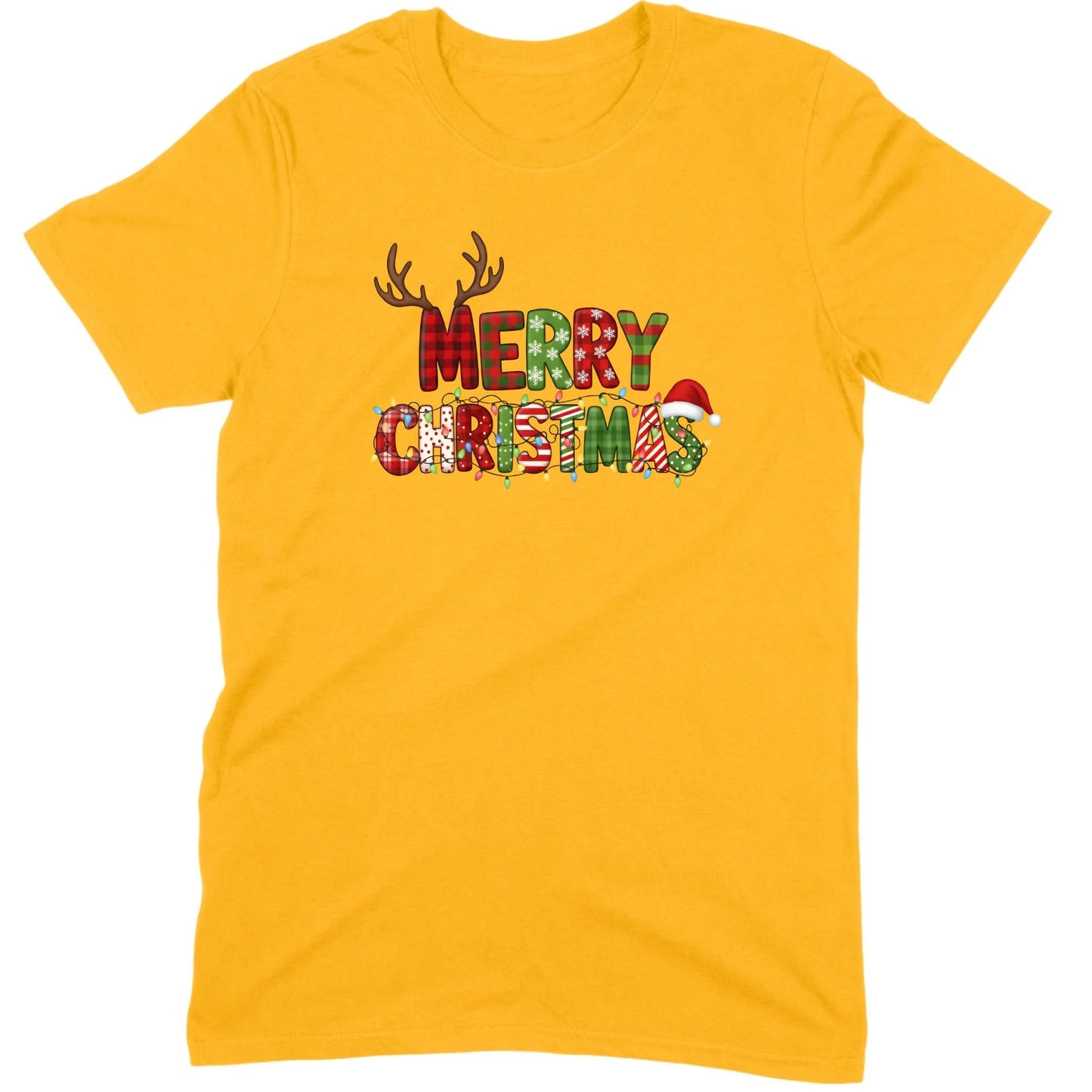 Merry Christmas Lights & Antlers Tee