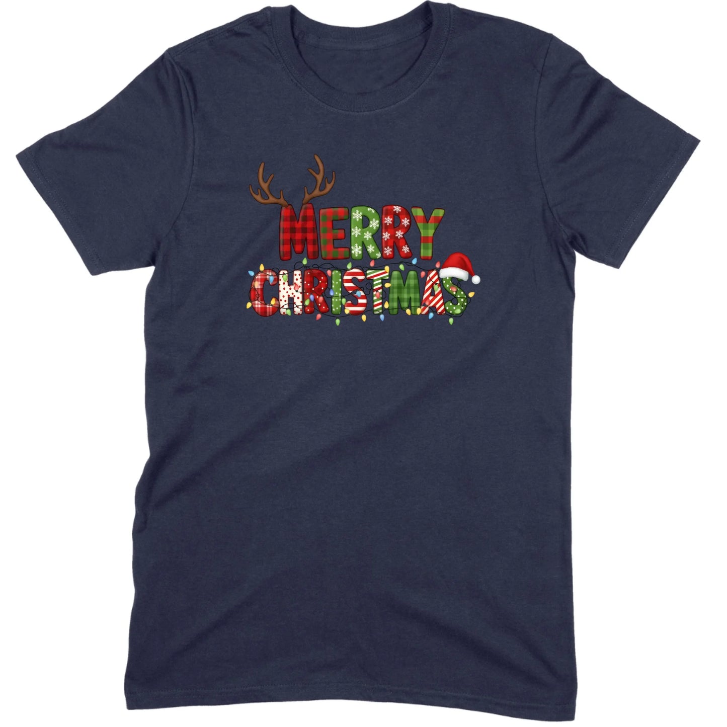 Merry Christmas Lights & Antlers Tee