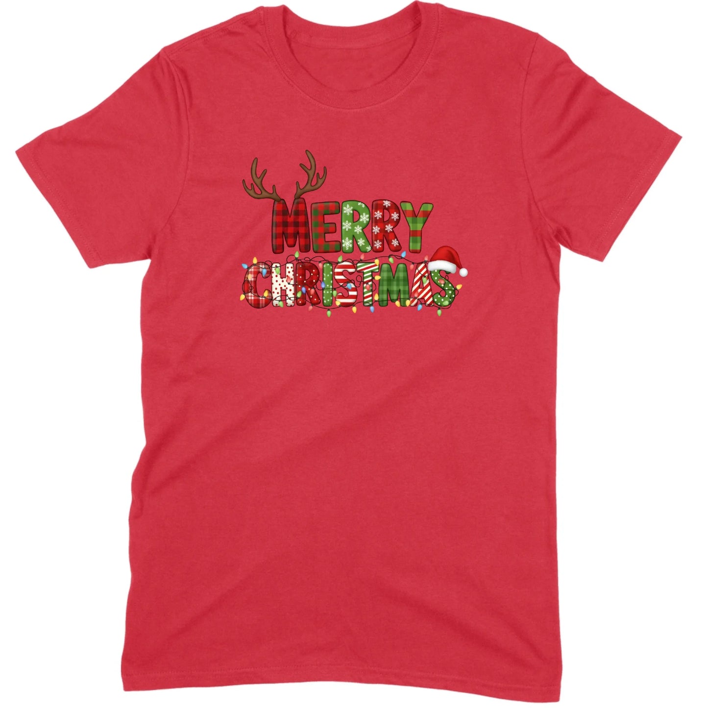 Merry Christmas Lights & Antlers Tee