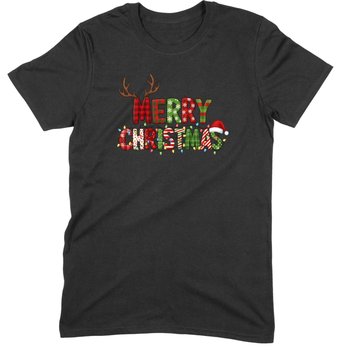 Merry Christmas Lights & Antlers Tee