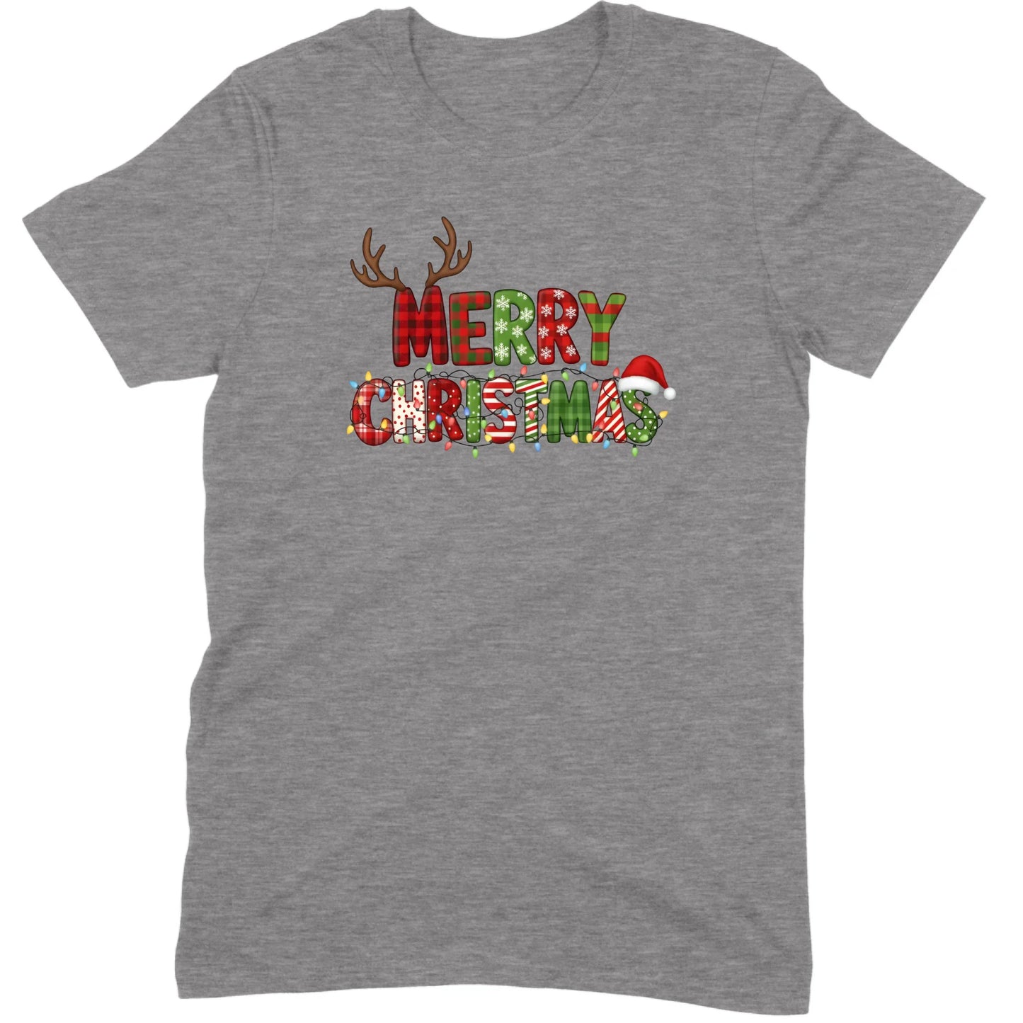 Merry Christmas Lights & Antlers Tee