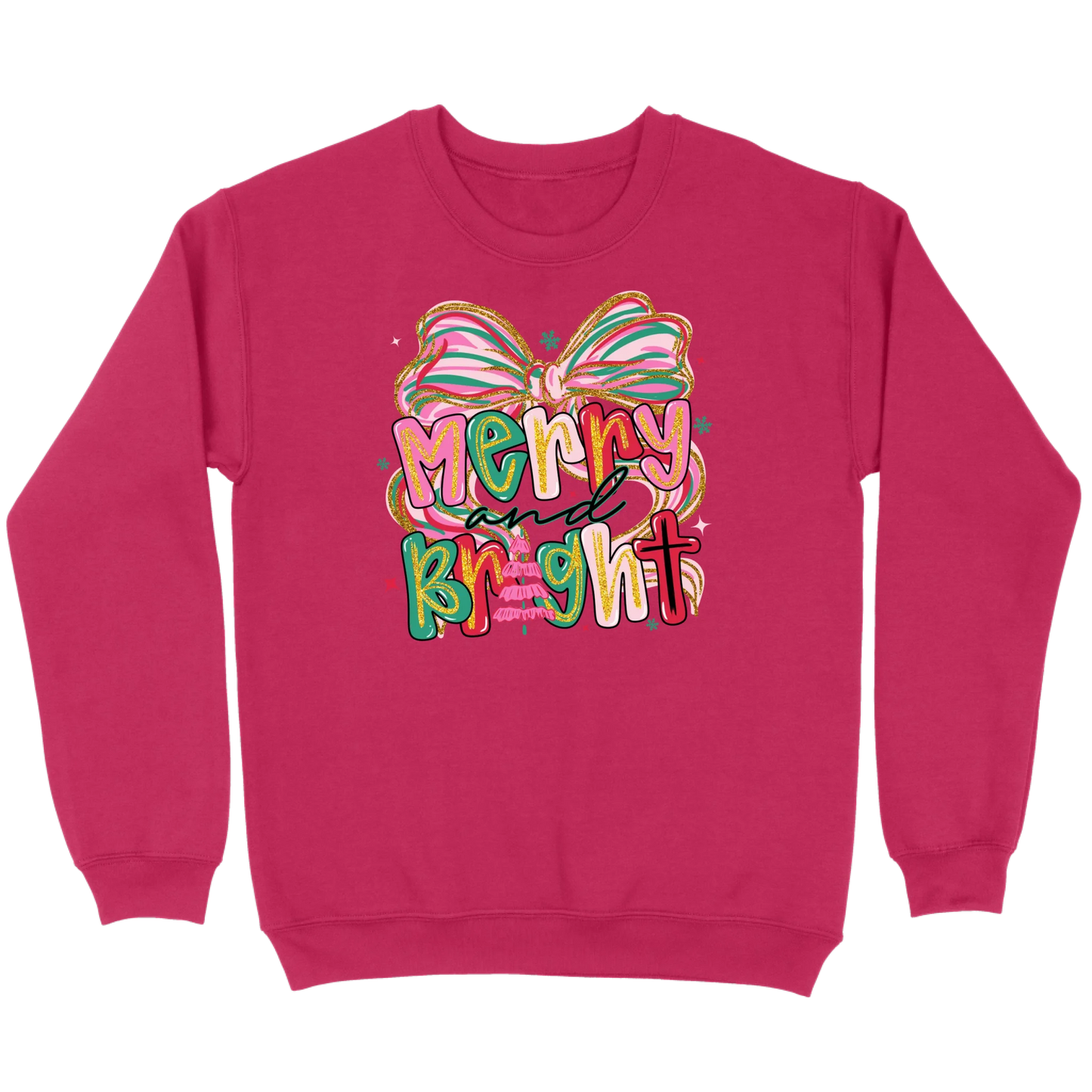 Merry and Bright Glitter Bow Sweatshirt