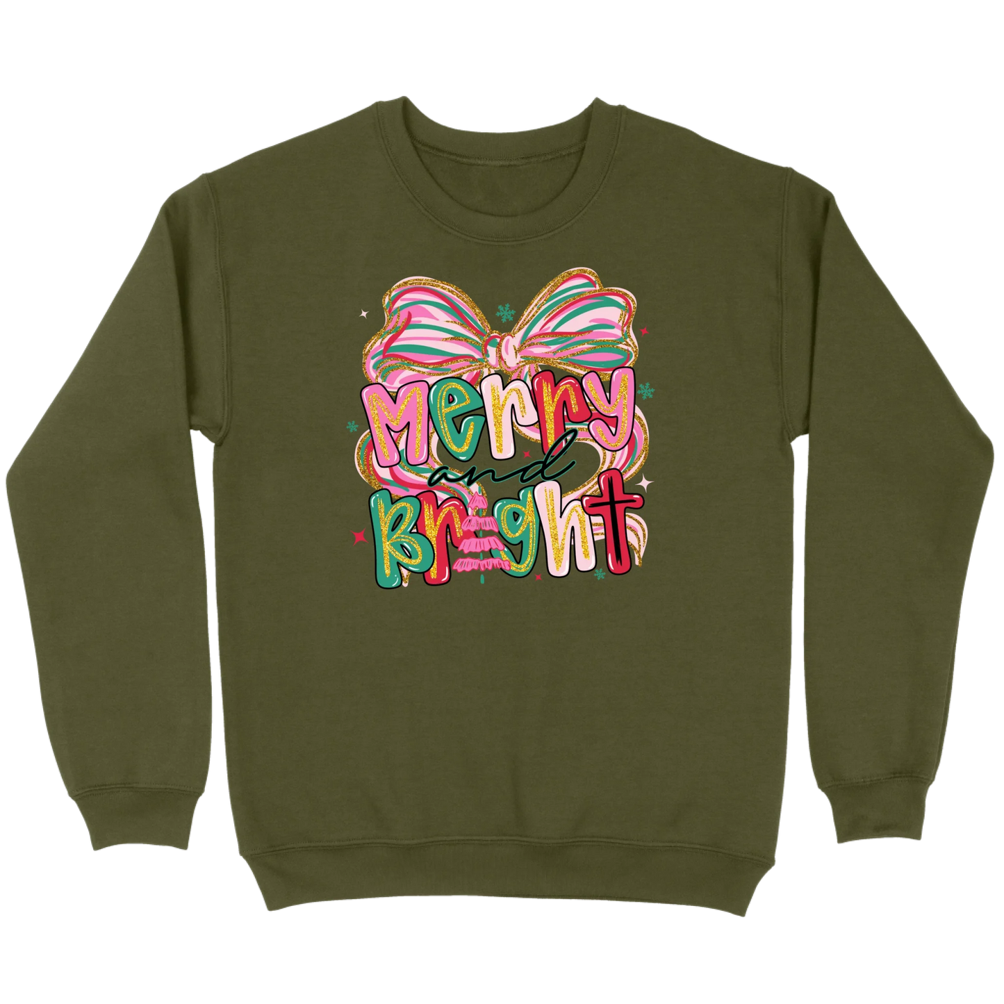 Merry and Bright Glitter Bow Sweatshirt