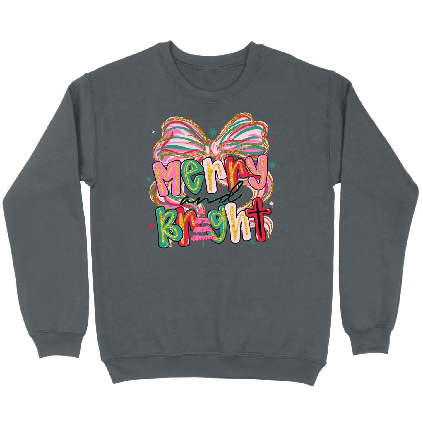 Merry and Bright Glitter Bow Sweatshirt