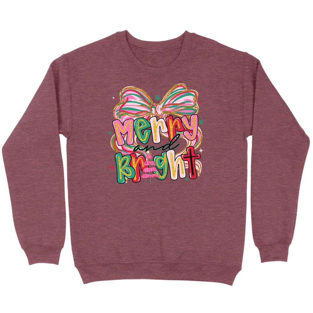 Merry and Bright Glitter Bow Sweatshirt