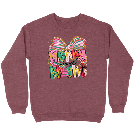Merry and Bright Glitter Bow Sweatshirt