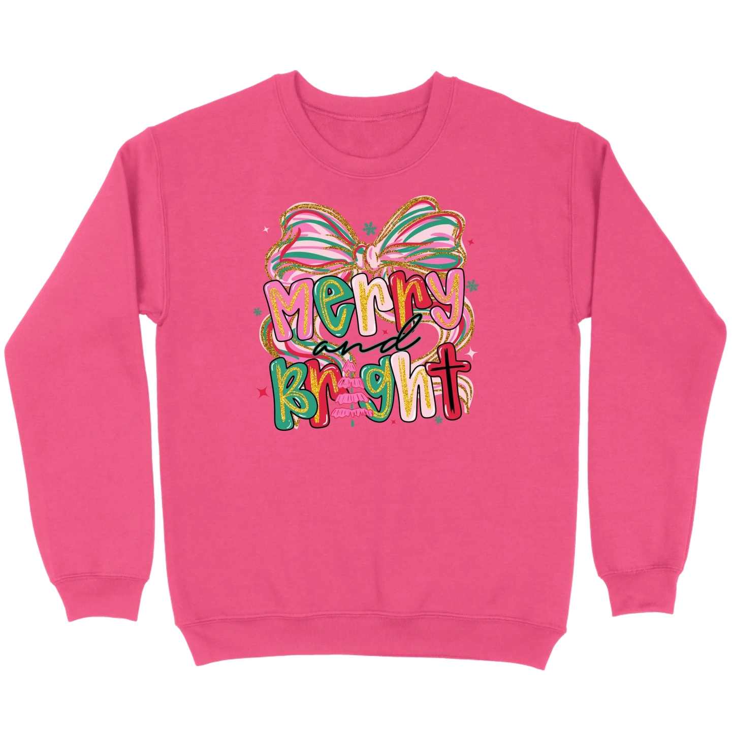 Merry and Bright Glitter Bow Sweatshirt