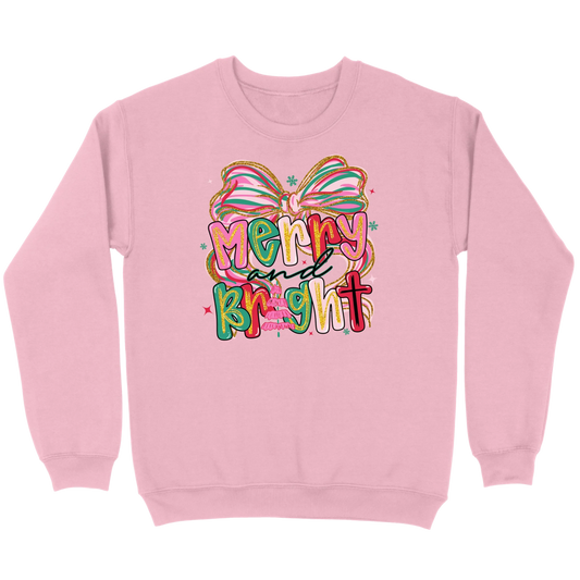 Merry and Bright Glitter Bow Sweatshirt