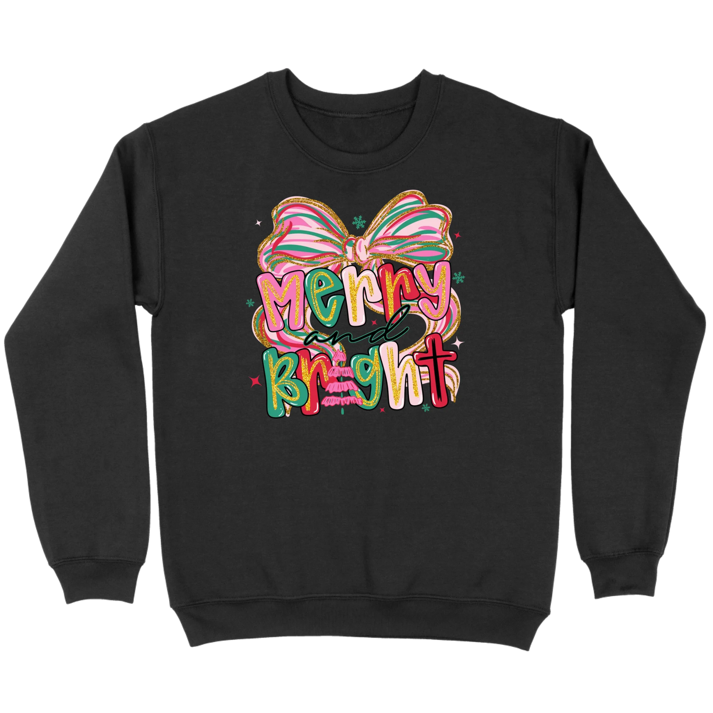 Merry and Bright Glitter Bow Sweatshirt