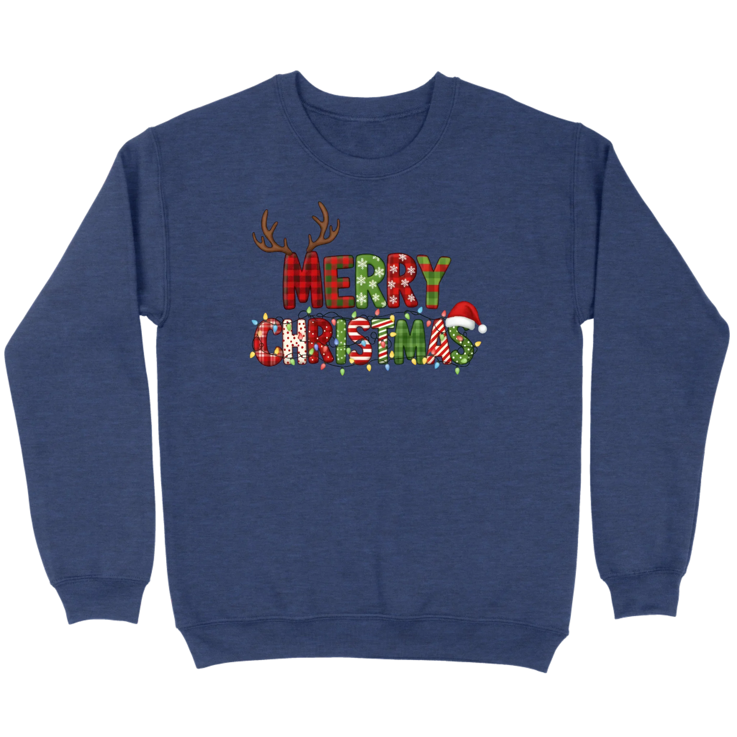 Merry Christmas Lights & Antlers Sweatshirt