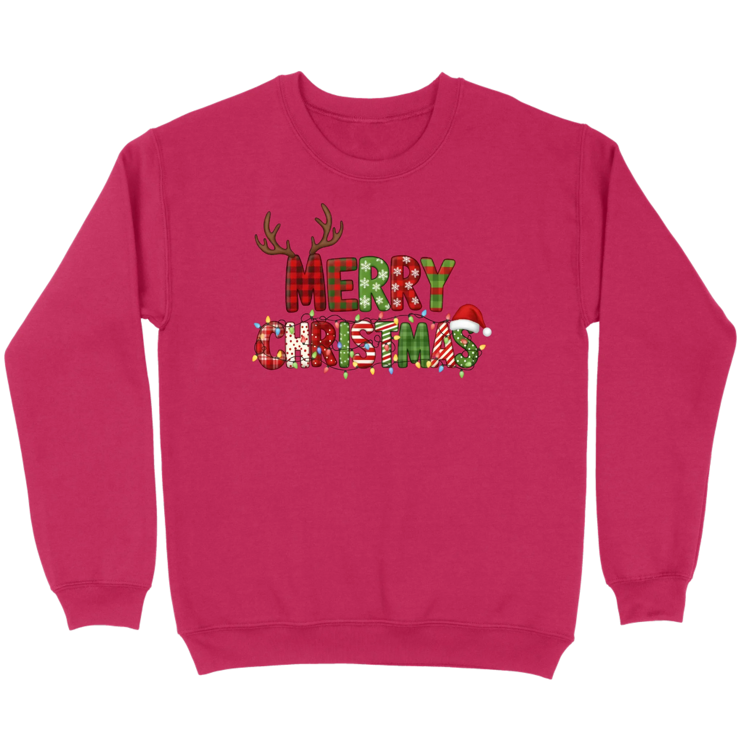 Merry Christmas Lights & Antlers Sweatshirt