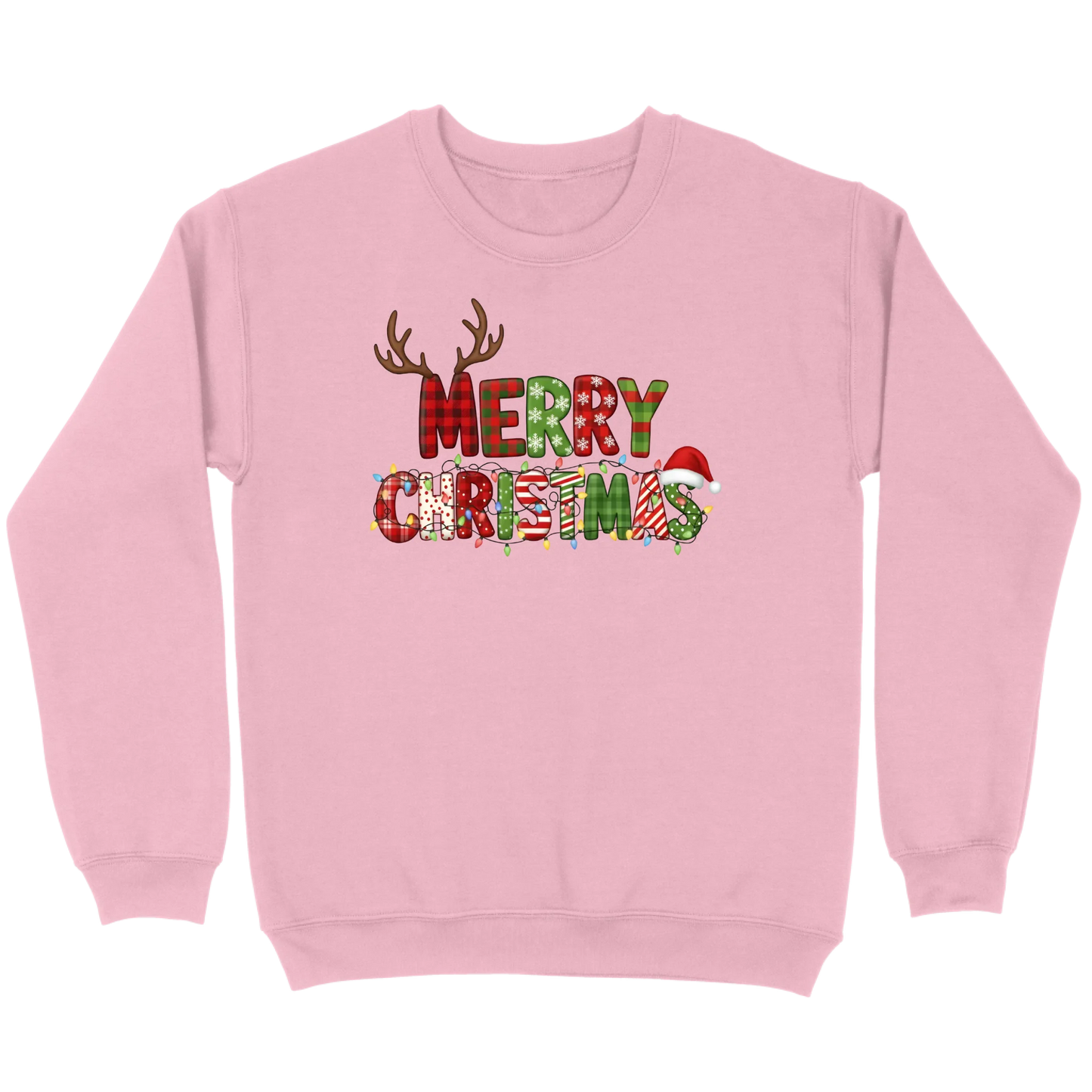 Merry Christmas Lights & Antlers Sweatshirt