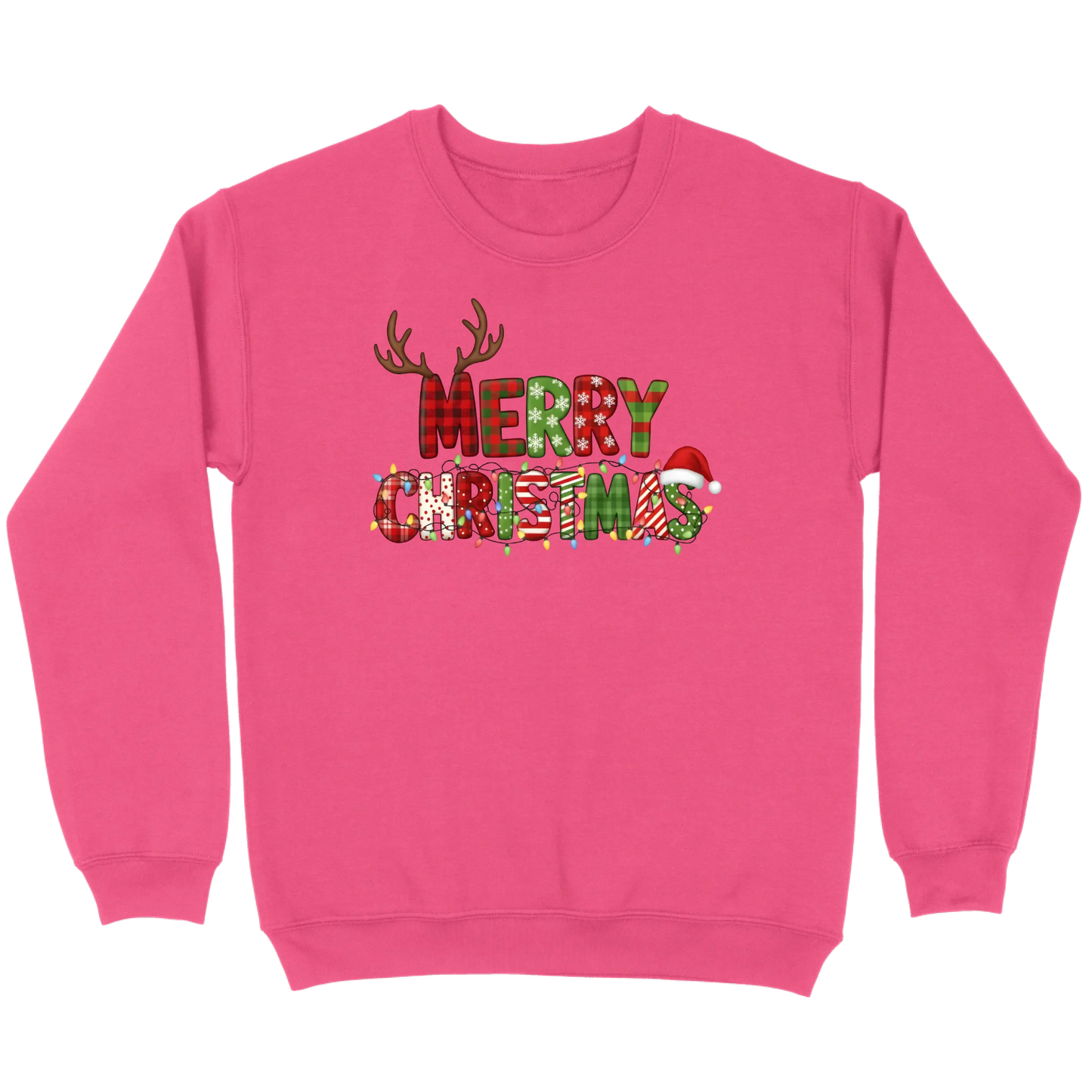 Merry Christmas Lights & Antlers Sweatshirt