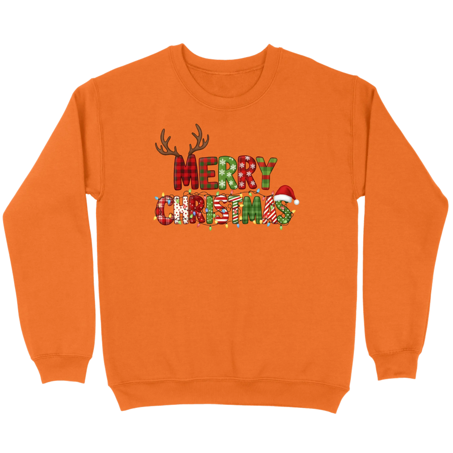 Merry Christmas Lights & Antlers Sweatshirt