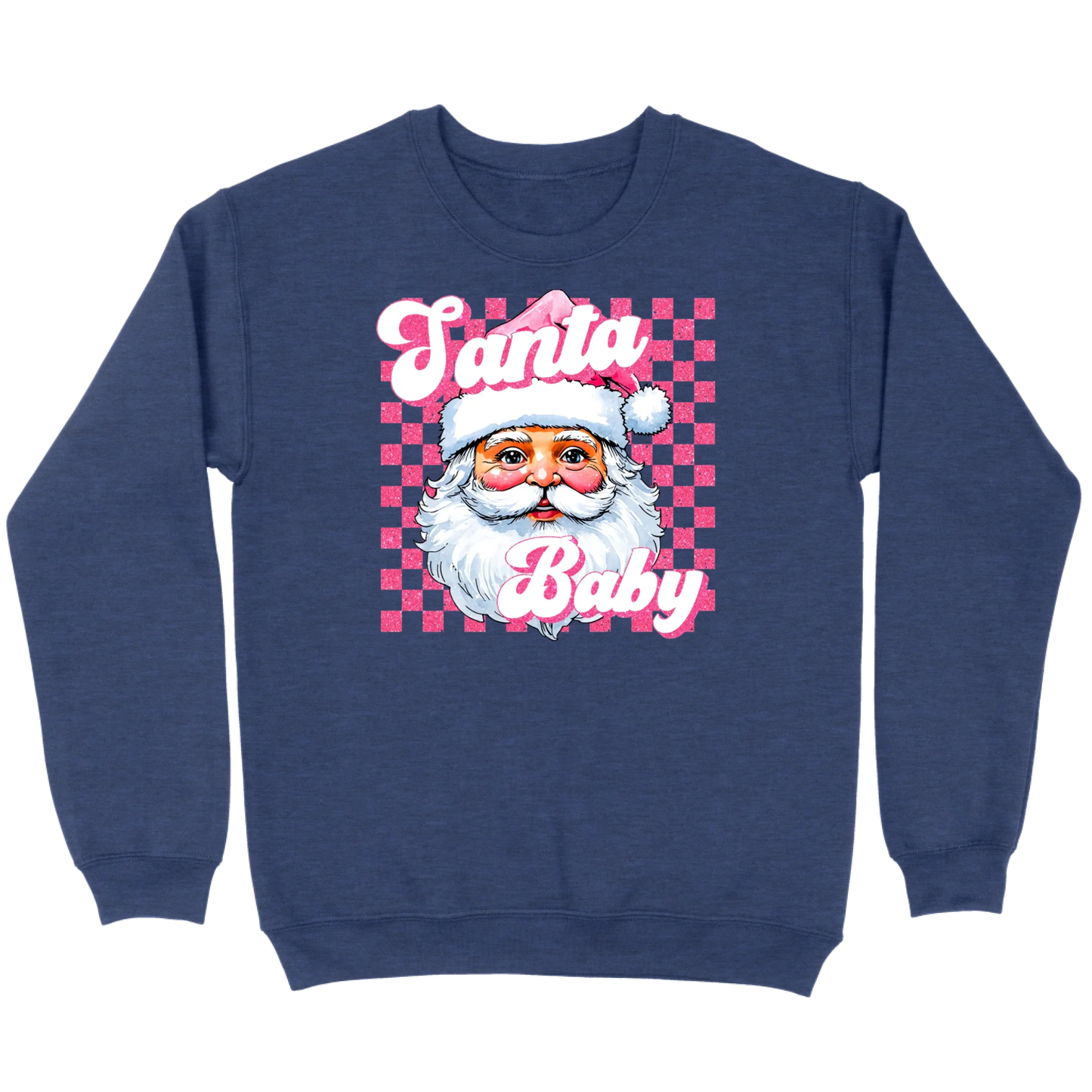 Pink Santa Baby Retro Glitter Checkers Sweatshirt