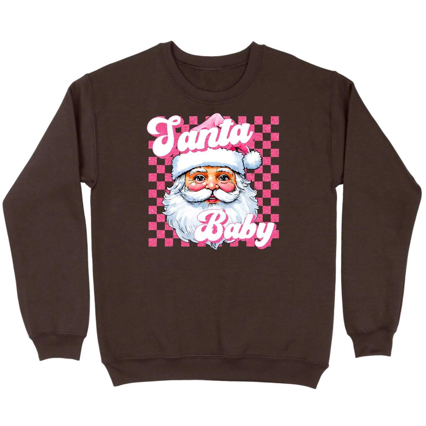 Pink Santa Baby Retro Glitter Checkers Sweatshirt